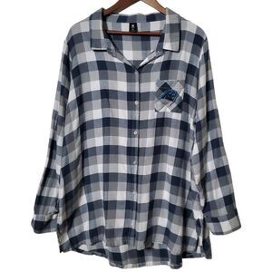 Carolina Panthers Flannel Shirt Size 3XL Button Up Roll Tab Sleeve NFL Womens